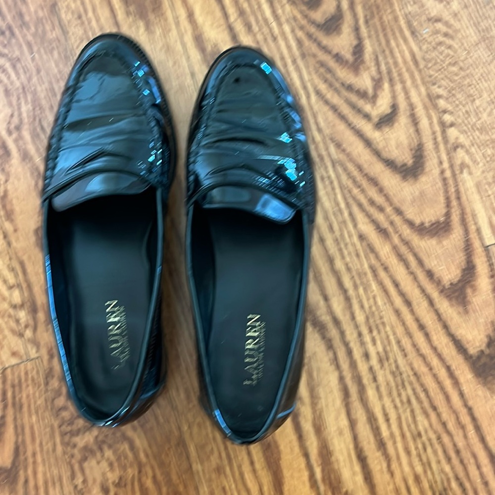 Lauren by Ralph Lauren black paten leather loafers